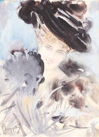 Pietro Scoppetta - La parigina - Firmato in basso a sinistra: P. Scoppetta -...