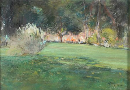 Giuseppe Casciaro - I giardini di Villa Floridiana a Napoli - Firmato e...