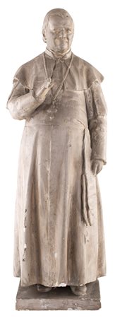 Scultura in gesso patinato - raffigurante Papa Pio IX benedicente ritratto...