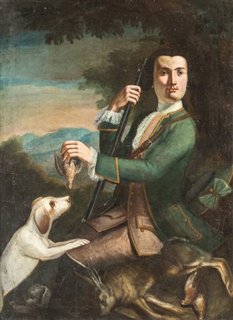 Pittore del XVIII secolo - Cacciatore - olio su tela - cm 133x96