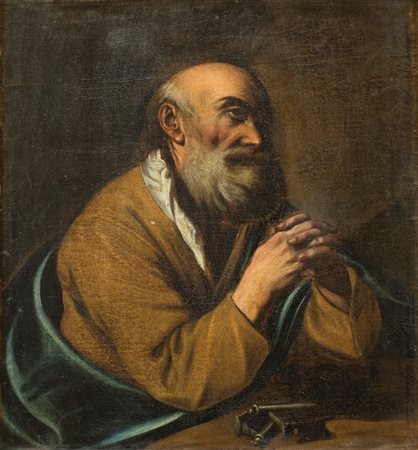 Pittore del XVII secolo - San Pietro - olio su tela - cm 80x75