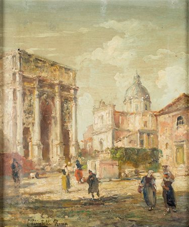 Cesare Tiratelli - Scorcio di Roma - Firmato in basso a sinistra: Tiratelli...