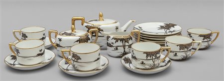 Servizio in porcellana da caffè per sei decorato 