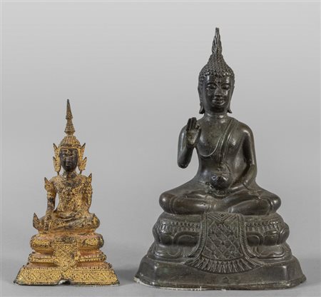 Due divinita thailandesi in bronzo, 
