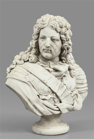 Gentiluomo con armatura, busto in marmo bianco, 