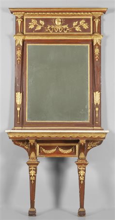Console con specchiera Luigi XVI in legno 