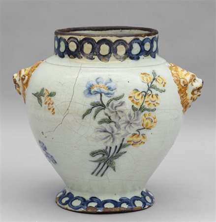 Vaso in ceramica policroma, decorazione a fiori 