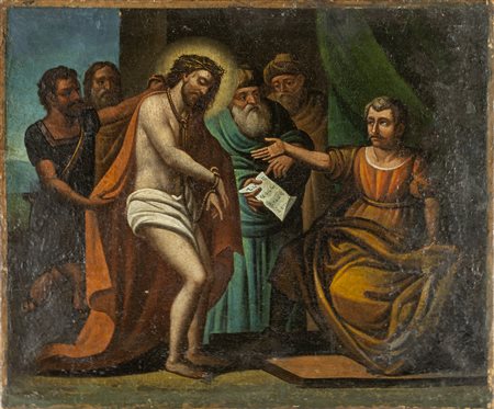 Scuola italiana sec.XVII "Cristo davanti a 