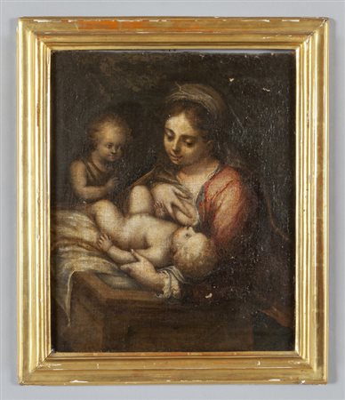 Scuola genovese sec.XVII "Sacra Famiglia" olio, 