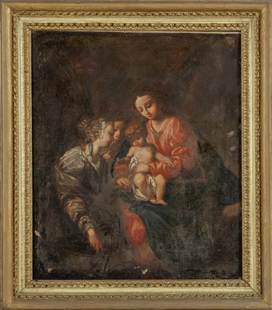 Scuola romana sec.XVIII "Madonna con Bambino e 