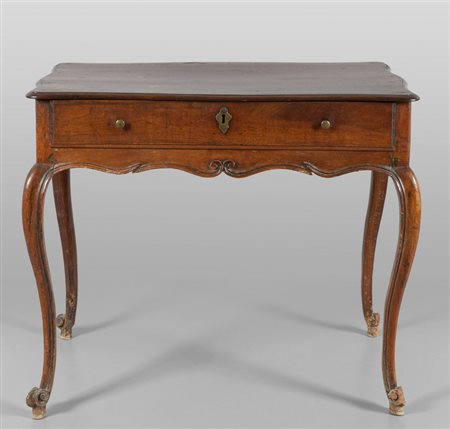 Console da muro Luigi XIV in noce, un cassetto 