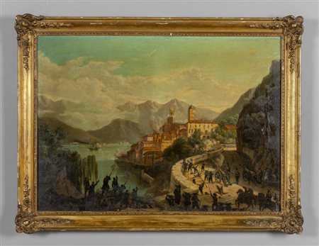 Scuola italiana sec.XIX "Battaglia sul lago di 