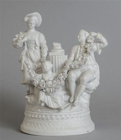 Tre figure con ghirlande di fiori, gruppo in 