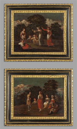 Scuola piemontese sec.XVIII "Scene di genere" 