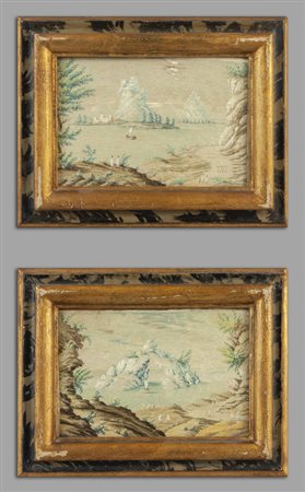 Cinque antichi ricami raffiguranti paesaggi, 