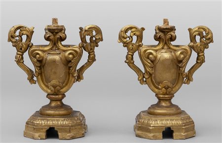 Coppia di vasi portapalma Luigi XIV in legno 
