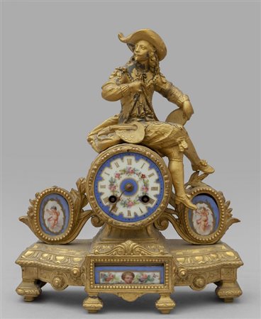 Orologio in bronzo con placche in porcellana di 