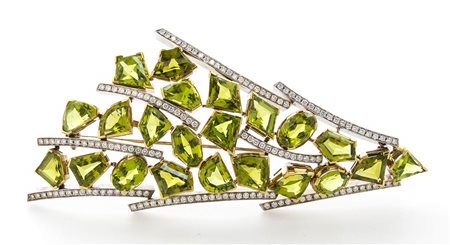 Spilla con diamanti e peridoti  