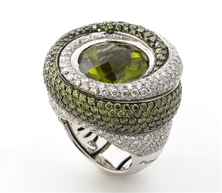 Anello con peridoti e diamanti