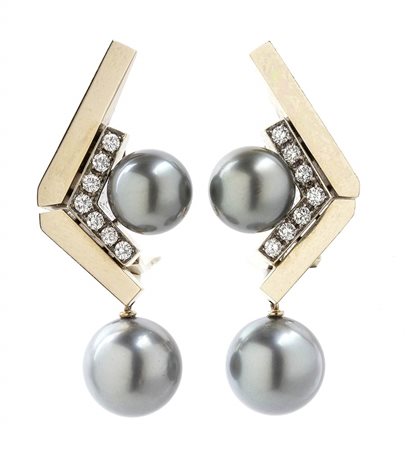 Orecchini con diamanti e perle Tahiti