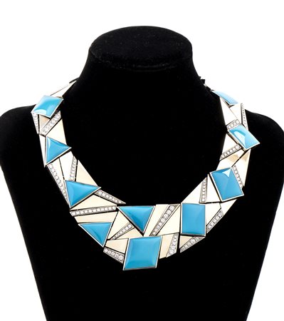 Collana semirigida con turchese e diamanti 