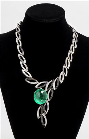 Girocollo con smeraldo colombiano e diamanti