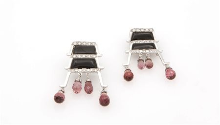 Orecchini con diamanti onice e tormaline