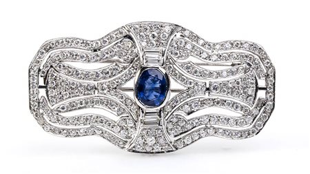 Spilla zaffiro e diamanti 