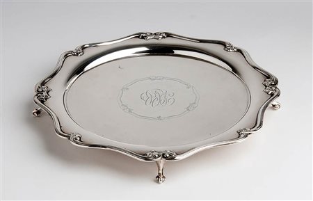 Salver inglese in aregnto 925/1000 - Sheffield 1905, argentieri Robert & Belk