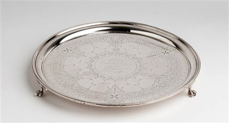 Salver inglese in argento 925/1000 - Londra 1877, argentieri Martin & Ebenezer Hall