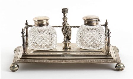 Calamaio vittoriano inglese in argento 925/1000 - Sheffield 1890, argentieri Walker & Hall