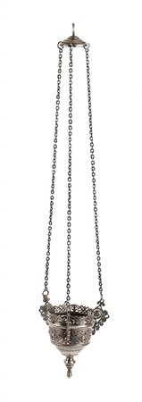 Lampada russa pensile per icona in argento 875/1000  -  Mosca 1896-1908