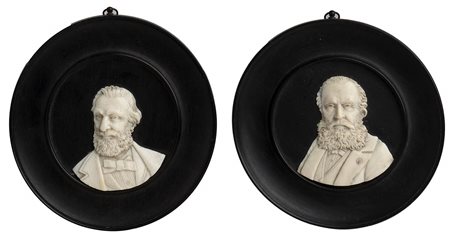 Coppia di placche inglese in avorio - XIX secolo