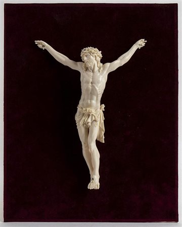 Crocifisso francese in avorio - Dieppe XIX secolo, firmato A. Revet