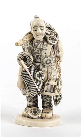 Okimono giapponese in avorio - periodo Meiji - Taishō inizio XX secolo