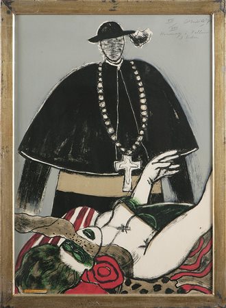 CORNEILLE (1922 - 2010) Hommage a Fellini: Il Bidone, 1974. Litografia. Cm...