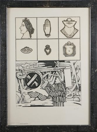 DEL PEZZO LUCIO (n. 1933) Composizione. Acquaforte. Cm 56x41. P.D.A. in basso...