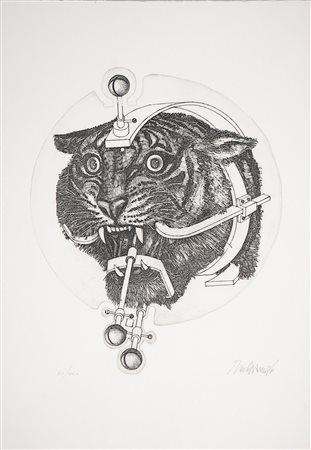 TRUBBIANI VALERIANO (n. 1937) Senza titolo, 1976. Acquaforte. Cm 51x35....