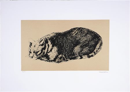 MESSINA FRANCESCO (1900 - 1955) Gatto. Litografia. Cm 50x70. Dimensioni...