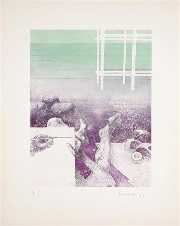 CREMONINI LEONARDO (1925 - 2010) Senza titolo, 1967. Acquaforte. Cm 60x47,5....