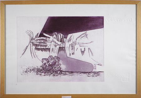 FIESCHI GIANNETTO (1921 - 2010) Senza titolo. Serigrafia. Cm 50x64. Misure di...