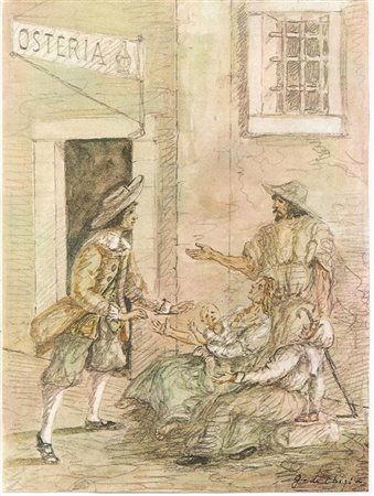 DE CHIRICO GIORGIO (1888 - 1978) Scena dai Promessi Sposi. Fotolitografia. Cm...