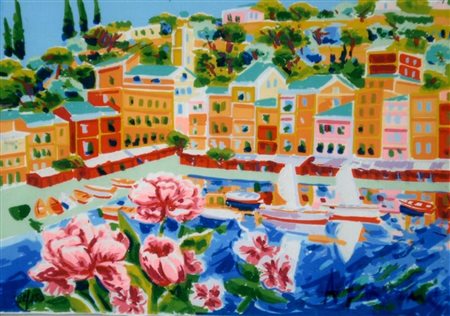 FACCINCANI ATHOS (n. 1951) Che bella è Portofino. Serigrafia. Cm 25x35....