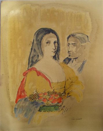 PURIFICATO DOMENICO (1915 - 1984) Scena dai Promessi Sposi. Litografia su...