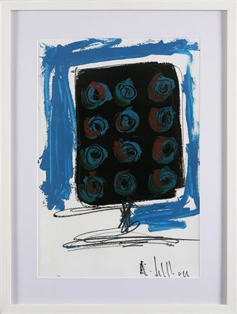 IEVOLELLA ANTONIO (n. 1952) Senza titolo. Tecnica mista su carta. Cm 48x33....