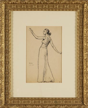 CARPI ALDO (1886 - 1973) Figurino, 1941. China su carta. Cm 28x18. Autentica...