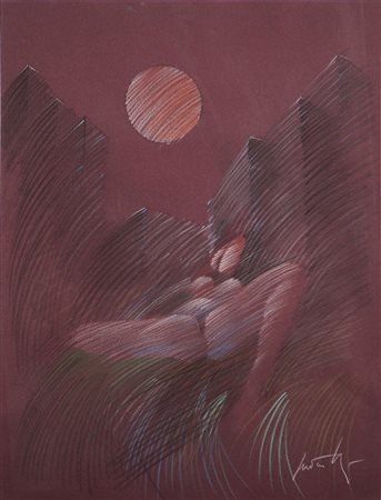 PEVERELLI CESARE (1922 - 2000) Senza titolo. Pastelli su carta. Cm 65x50....