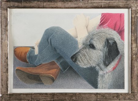 IANNELLI MARIA (n. 1951) Cane, 1983. Tecnica mista su carta. Cm 31,5x45....