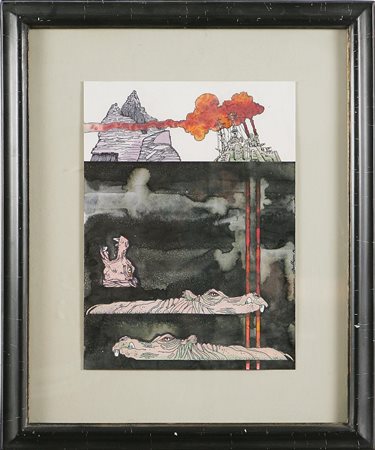 TRUBBIANI VALERIANO (n. 1937) Mare nero, 1984. Tecnica mista su carta. Cm...