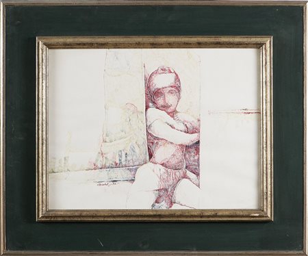 IMER GUALA (n. 1926) Bimbo, 1972. China su carta. Cm 35x46. Autentica su...